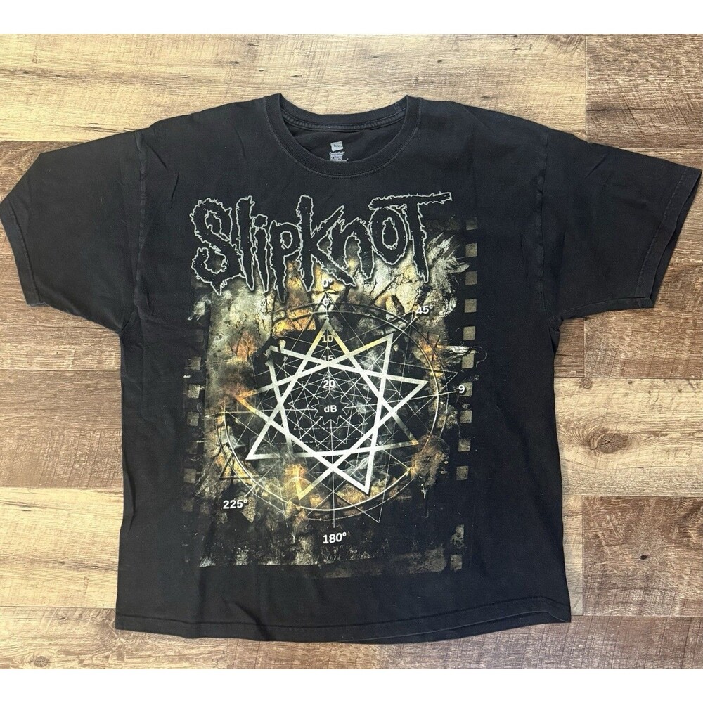 Slipknot T Shirt Vintage Graphic Nine Pointed Star Tribal Logo Size XL Black